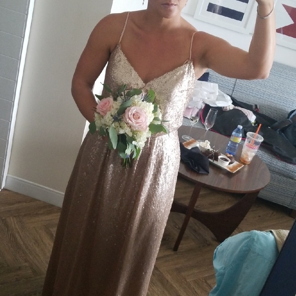 Rose gold sequin dress